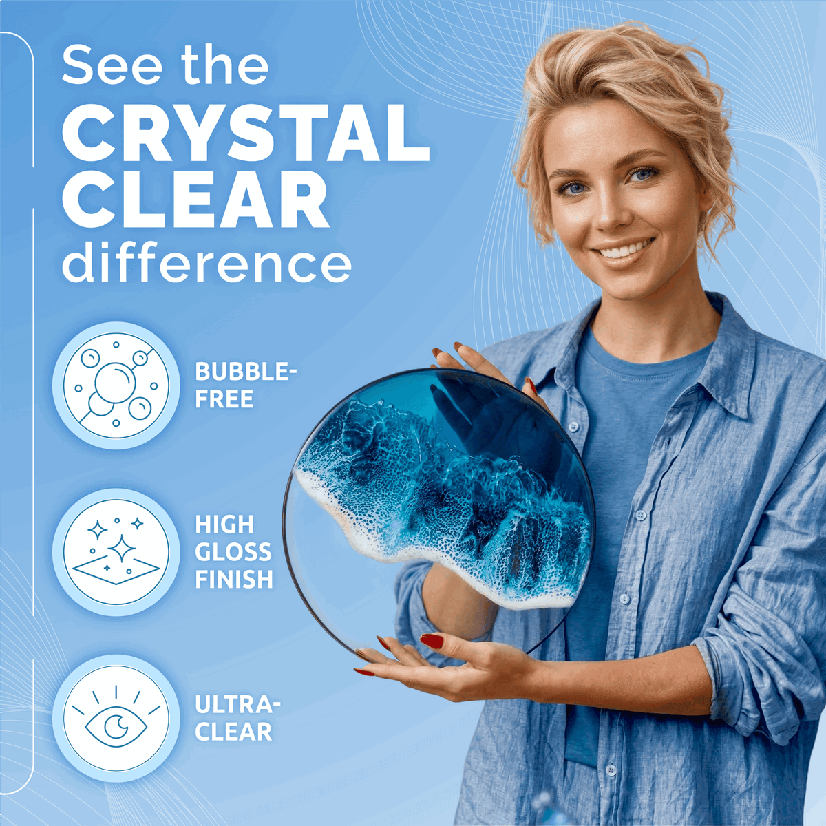 Clear Craft Resin 2L epoxy for making coasters, jewellery, keyrings and handmade resin gifts