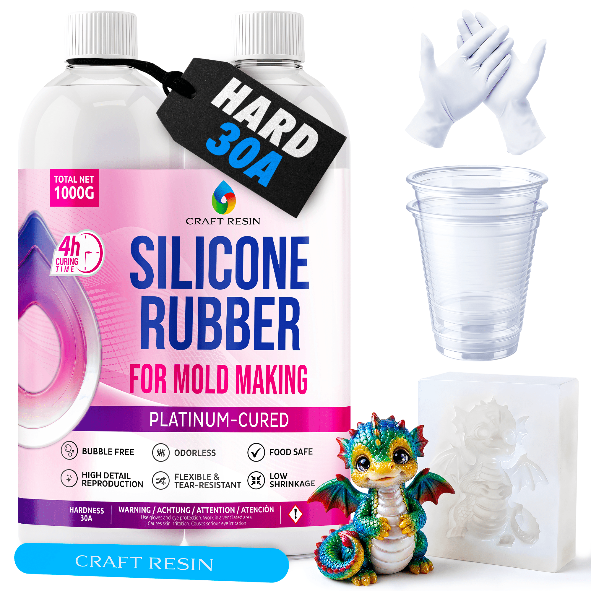 CRAFT RESIN Silicone Casting Kit 30A - Platinum Cure 1kg - Craft Resin UK