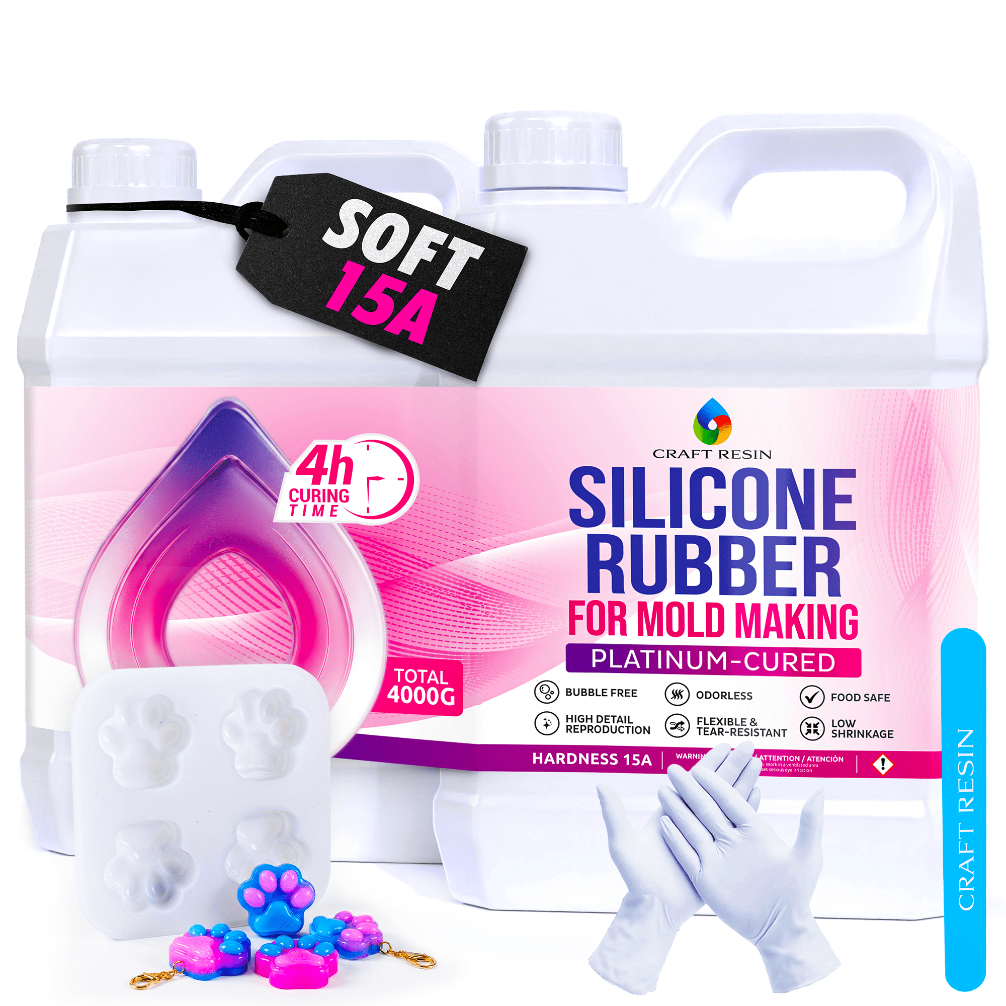 CRAFT RESIN Silicone Rubber Casting Kit 15A - Platinum Cure 4kg - Craft Resin UK