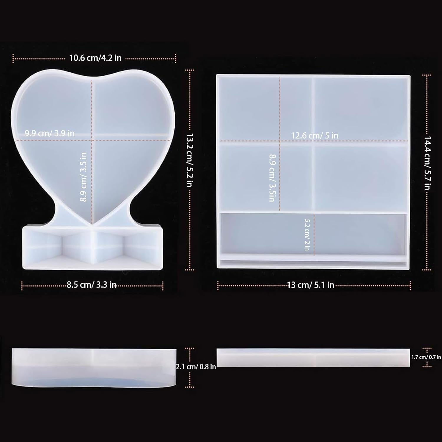 Square and Heart Frame Epoxy Resin Moulds - Craft Resin UK