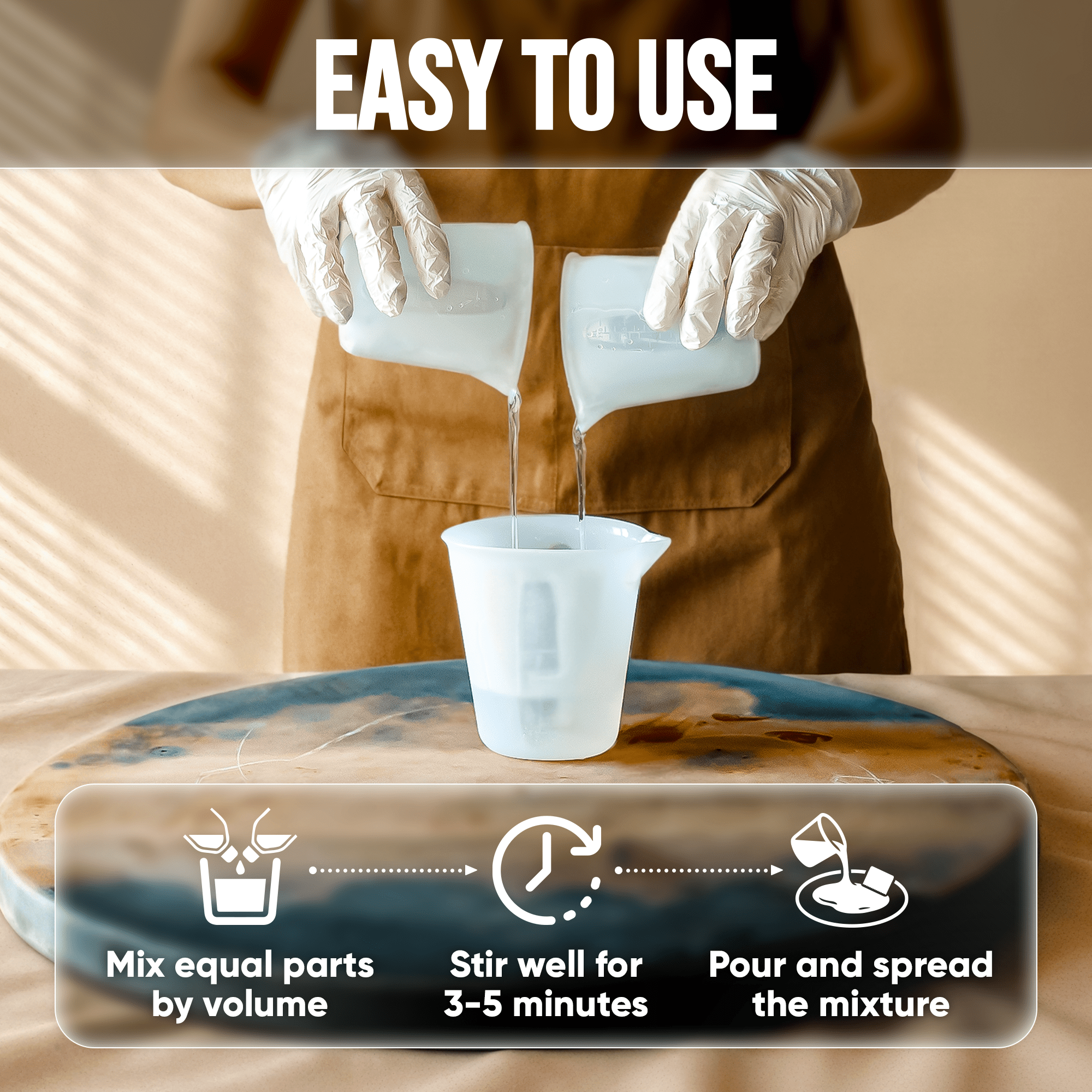 Easy 1:1 mix 8L table top epoxy system for larger DIY and professional coatings